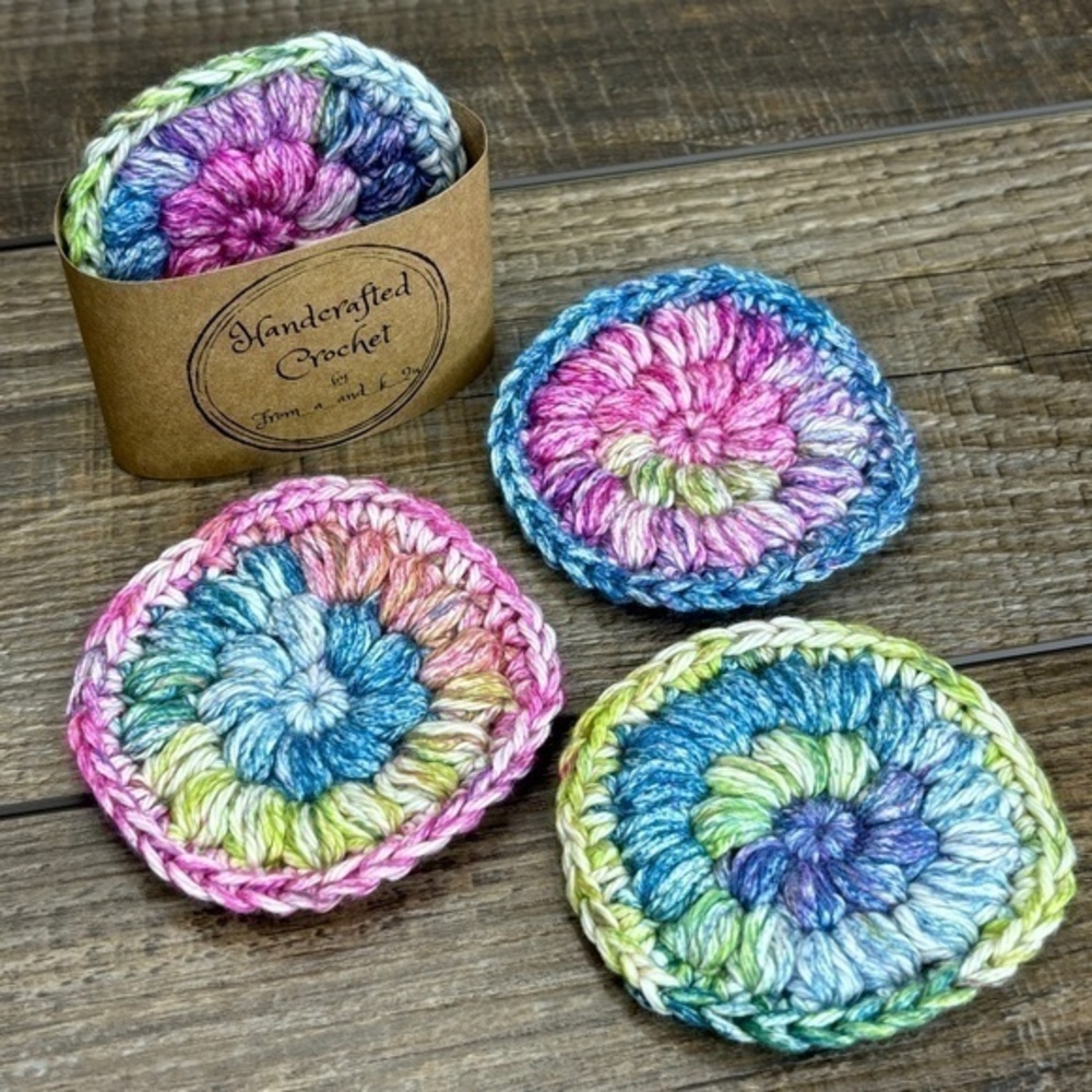 Handcrafted Crochet Face Round Makeup Remover Scrubbies Set Cotton Yarn